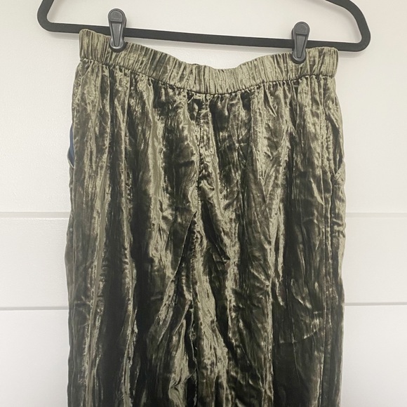 Anthropologie ett:twa Kinley Crushed Velvet Ankle Pants Green Size Small - Picture 5 of 10